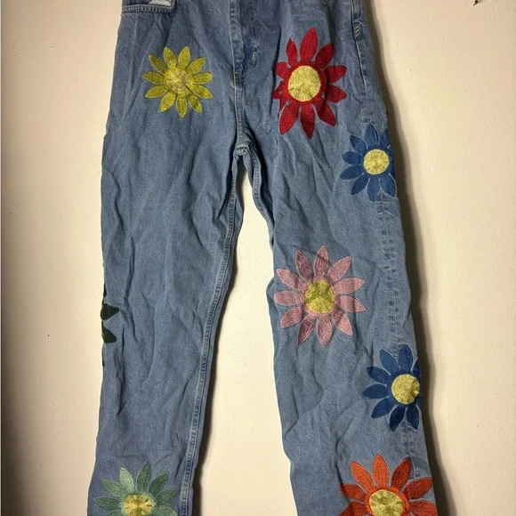 Urban outfitters Floral Embroidered Denim Jeans - Picture 1 of 10